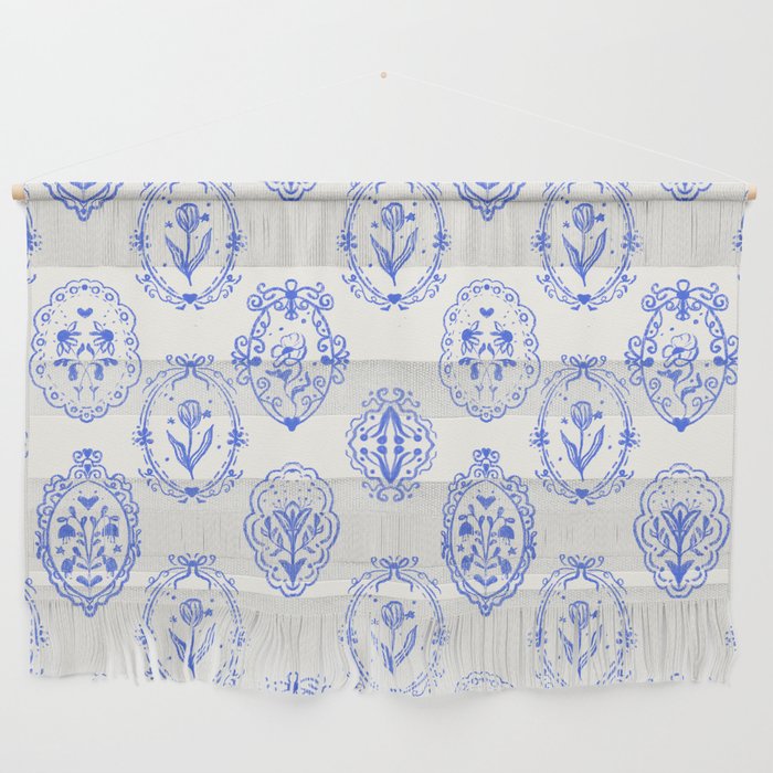 Elegant Blue Victorian Frame with Delicate Flower Wall Hanging Gallery Image 1