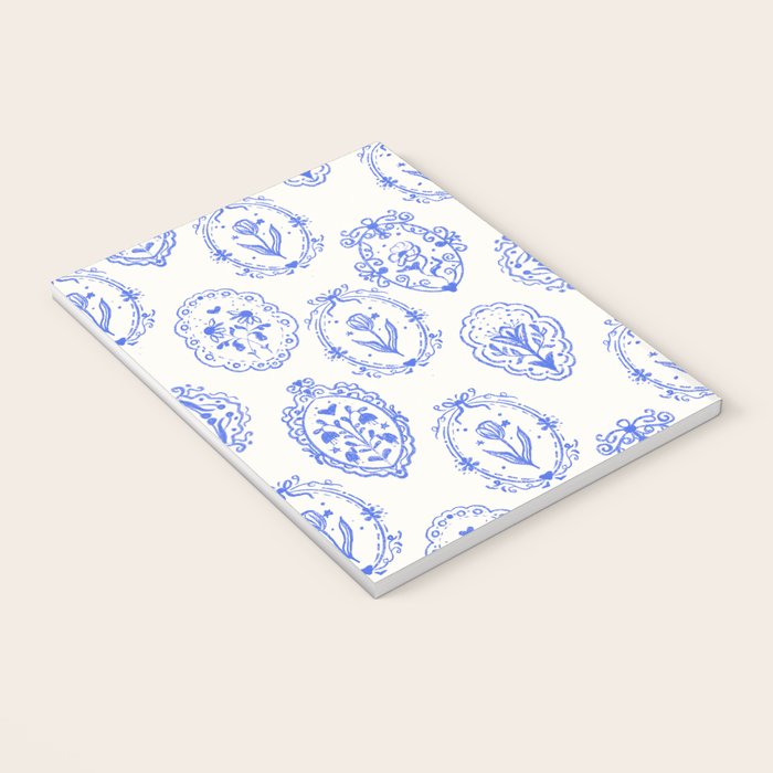 Elegant Blue Victorian Frame with Delicate Flower Notebook Gallery Image 3