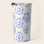 Elegant Blue Victorian Frame with Delicate Flower Travel Mug Gallery Image 3