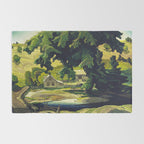 Farm Haliburton oil on hardboard 1940 Franklin Carmichael Canadian artist Art Nouveau Post-Impressio Rug Gallery Image 2