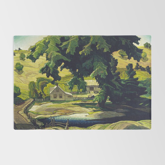 Farm Haliburton oil on hardboard 1940 Franklin Carmichael Canadian artist Art Nouveau Post-Impressio Rug Gallery Image 2