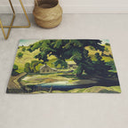 Farm Haliburton oil on hardboard 1940 Franklin Carmichael Canadian artist Art Nouveau Post-Impressio Rug Gallery Image 1