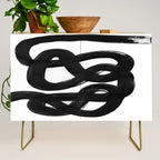 Knots Black & White Minimalist Ink Tribal Mid Century Pattern Dark Painting Pattern Credenza Gallery Image 1