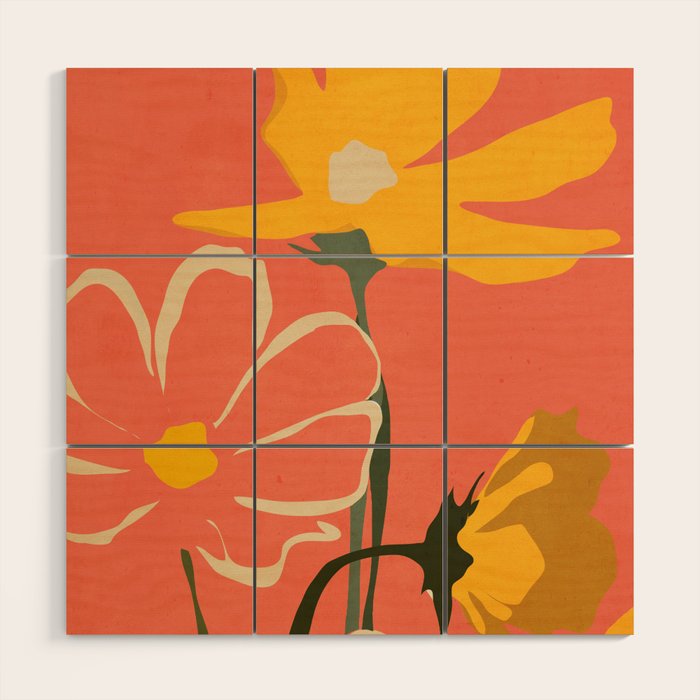 Modern Abstract Art Flowers 4 Wood Wall Art Gallery Image 1