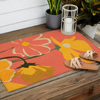 Modern Abstract Art Flowers 4 Outdoor Rug Gallery Image 2