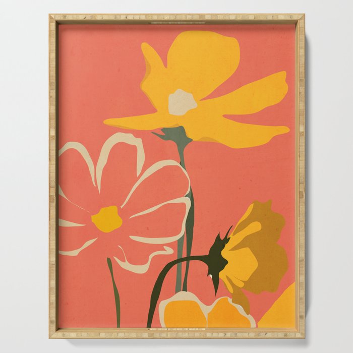 Modern Abstract Art Flowers 4 Serving Tray Gallery Image 1