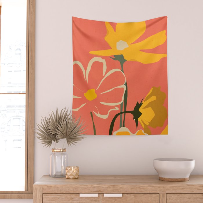 Modern Abstract Art Flowers 4 Wall Tapestry Gallery Image 2