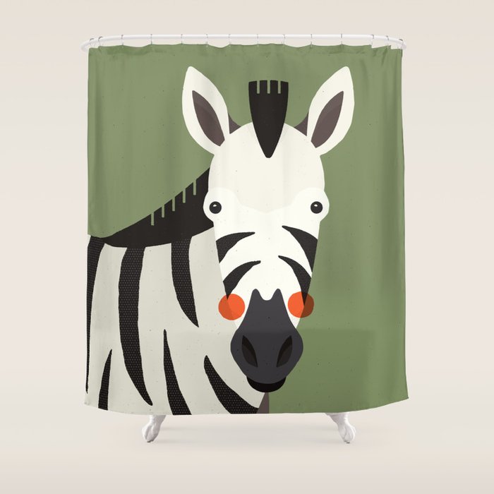 Zebra, Animal Portrait Shower Curtain Gallery Image 1