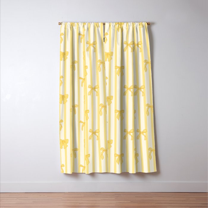 Charming Yellow Ribbon and Stripes  Window Curtain Gallery Image 3