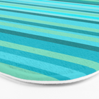 Joseph Stripes - Fine Stripe Pattern in Tropical Ocean Aqua Cyan Blue-Green  Bath Mat Gallery Image 3