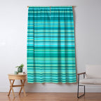 Joseph Stripes - Fine Stripe Pattern in Tropical Ocean Aqua Cyan Blue-Green  Window Curtain Gallery Image 5