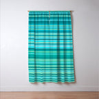 Joseph Stripes - Fine Stripe Pattern in Tropical Ocean Aqua Cyan Blue-Green  Window Curtain Gallery Image 3