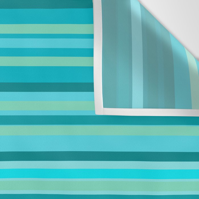Joseph Stripes - Fine Stripe Pattern in Tropical Ocean Aqua Cyan Blue-Green  Wall Tapestry Gallery Image 3