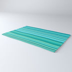 Joseph Stripes - Fine Stripe Pattern in Tropical Ocean Aqua Cyan Blue-Green  Rug Gallery Image 3
