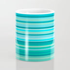 Joseph Stripes - Fine Stripe Pattern in Tropical Ocean Aqua Cyan Blue-Green  Coffee Mug Gallery Image 4