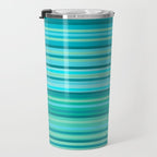 Joseph Stripes - Fine Stripe Pattern in Tropical Ocean Aqua Cyan Blue-Green  Travel Mug Gallery Image 3