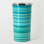 Joseph Stripes - Fine Stripe Pattern in Tropical Ocean Aqua Cyan Blue-Green  Travel Mug Gallery Image 1