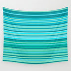 Joseph Stripes - Fine Stripe Pattern in Tropical Ocean Aqua Cyan Blue-Green  Wall Tapestry Gallery Image 4