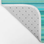 Joseph Stripes - Fine Stripe Pattern in Tropical Ocean Aqua Cyan Blue-Green  Bath Mat Gallery Image 2