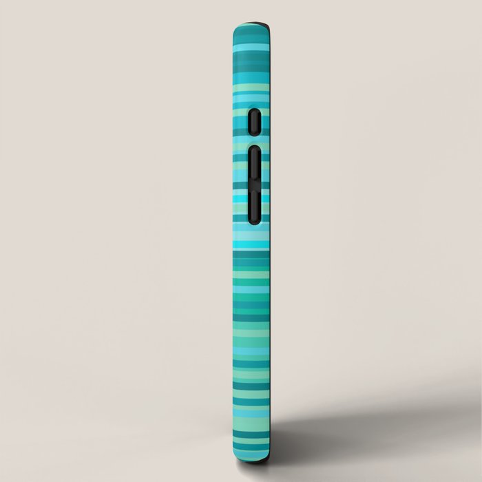 Joseph Stripes - Fine Stripe Pattern in Tropical Ocean Aqua Cyan Blue-Green  iPhone Case Gallery Image 2