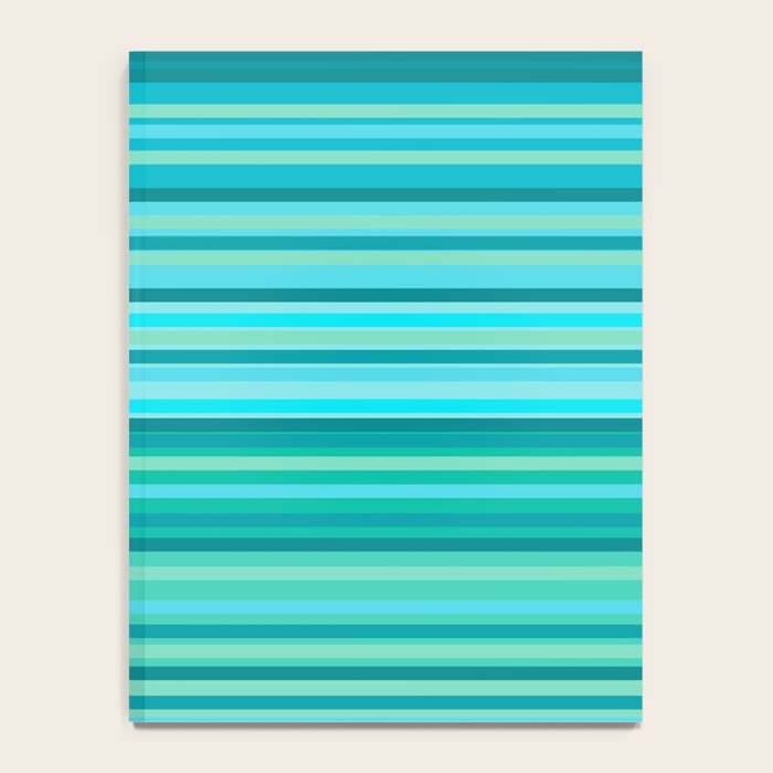 Joseph Stripes - Fine Stripe Pattern in Tropical Ocean Aqua Cyan Blue-Green  Notebook Gallery Image 4