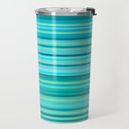 Joseph Stripes - Fine Stripe Pattern in Tropical Ocean Aqua Cyan Blue-Green  Travel Mug Gallery Image 2