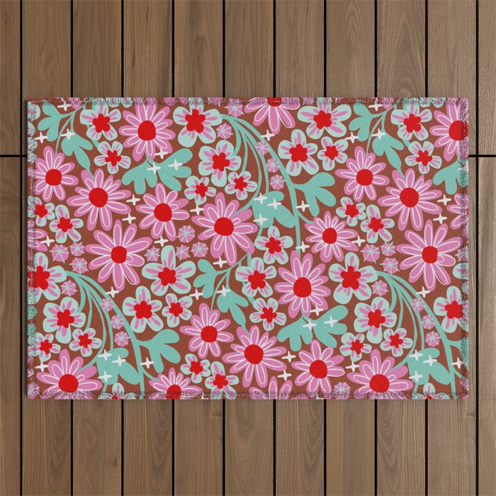 Happy flowers II Outdoor Rug Gallery Image 1