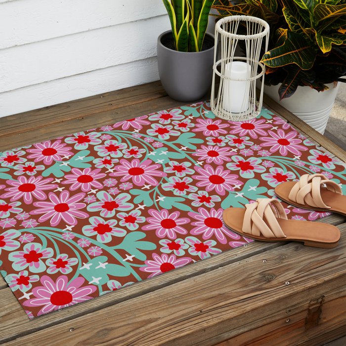 Happy flowers II Outdoor Rug Gallery Image 2