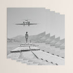 Steady As She Goes; aircraft coming in for an island landing black and white photography- photographs Wrapping Paper Gallery Image 3