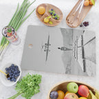 Steady As She Goes; aircraft coming in for an island landing black and white photography- photographs Cutting Board Gallery Image 2