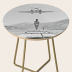 Steady As She Goes; aircraft coming in for an island landing black and white photography- photographs Side Table Gallery Image 2