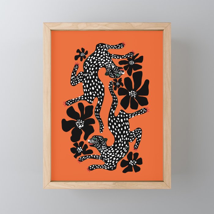 Fashionable black cheetah dance Mini Art Print Gallery Image 1