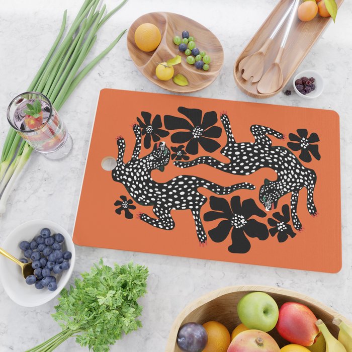 Fashionable black cheetah dance Cutting Board Gallery Image 2