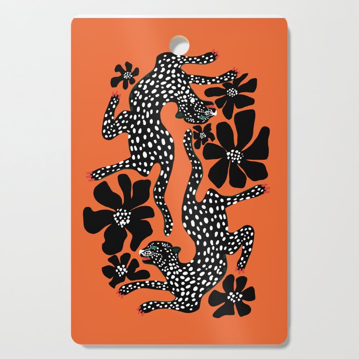 Fashionable black cheetah dance Cutting Board Gallery Image 1