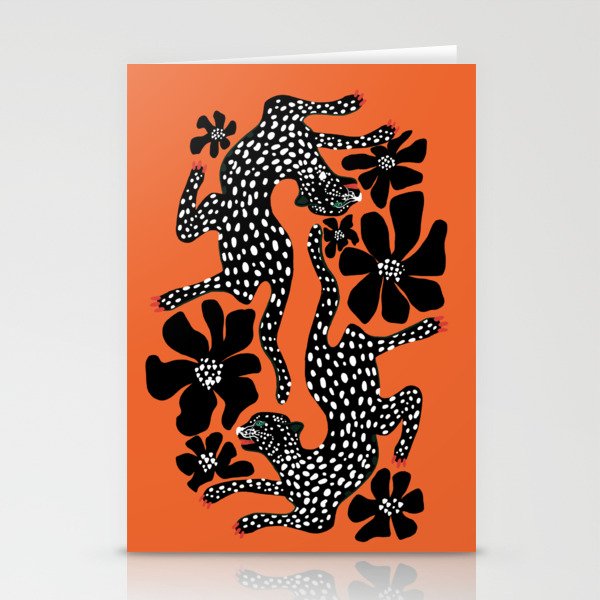 Fashionable black cheetah dance Stationery Card Gallery Image 1