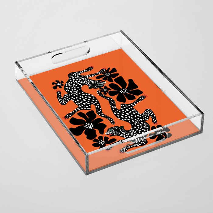 Fashionable black cheetah dance Acrylic Tray Gallery Image 1