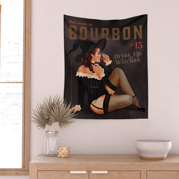 The Babes Of Bourbon Vol. 15: Drink Up Witches Wall Tapestry Gallery Image 2