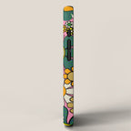Retro 60s 70s Maximalist Floral Gingham Flowers Pattern in Green Pink Yellow Orange iPhone Case Gallery Image 2