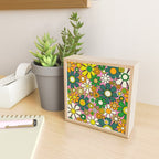 Retro 60s 70s Maximalist Floral Gingham Flowers Pattern in Green Pink Yellow Orange Mini Art Print Gallery Image 2