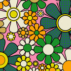 Retro 60s 70s Maximalist Floral Gingham Flowers Pattern in Green Pink Yellow Orange Coffee Mug Gallery Image 2