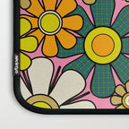 Retro 60s 70s Maximalist Floral Gingham Flowers Pattern in Green Pink Yellow Orange Laptop Sleeve Gallery Image 3