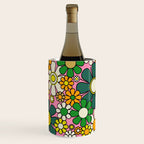 Retro 60s 70s Maximalist Floral Gingham Flowers Pattern in Green Pink Yellow Orange Wine Chiller Gallery Image 1
