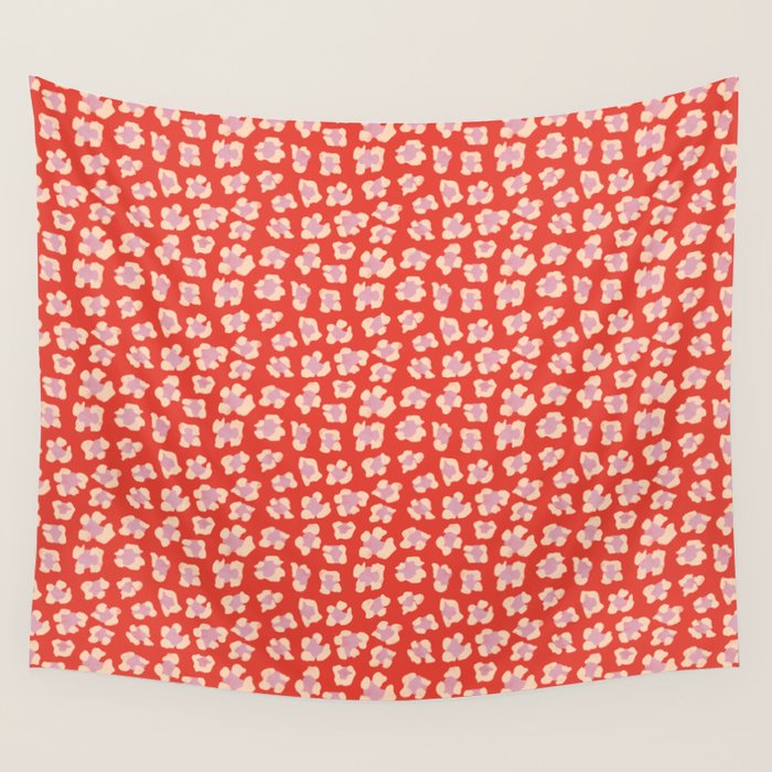 Dopamine Leopard Print In Red And Pink Wall Tapestry Gallery Image 4