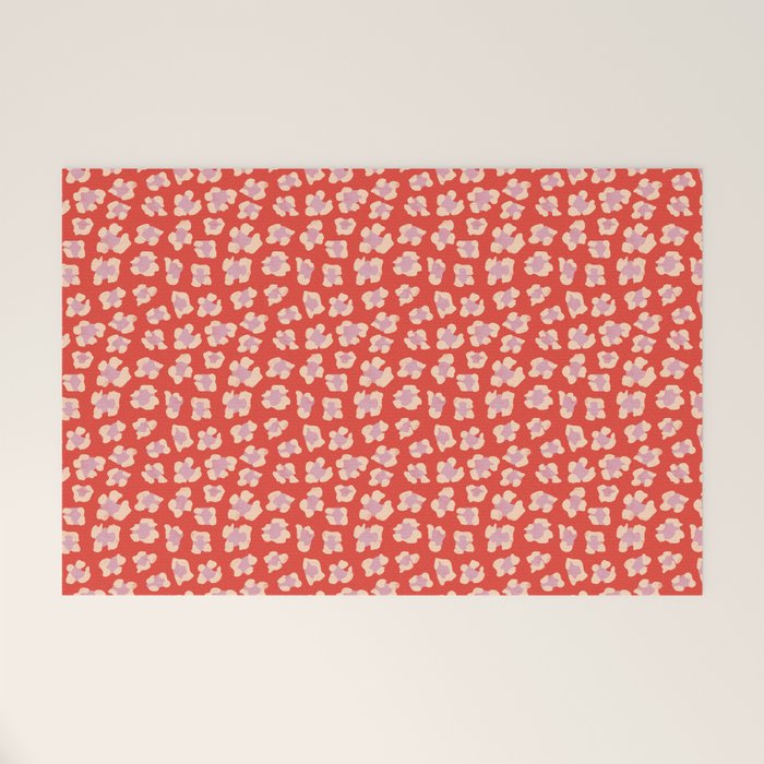 Dopamine Leopard Print In Red And Pink Welcome Mat Gallery Image 1