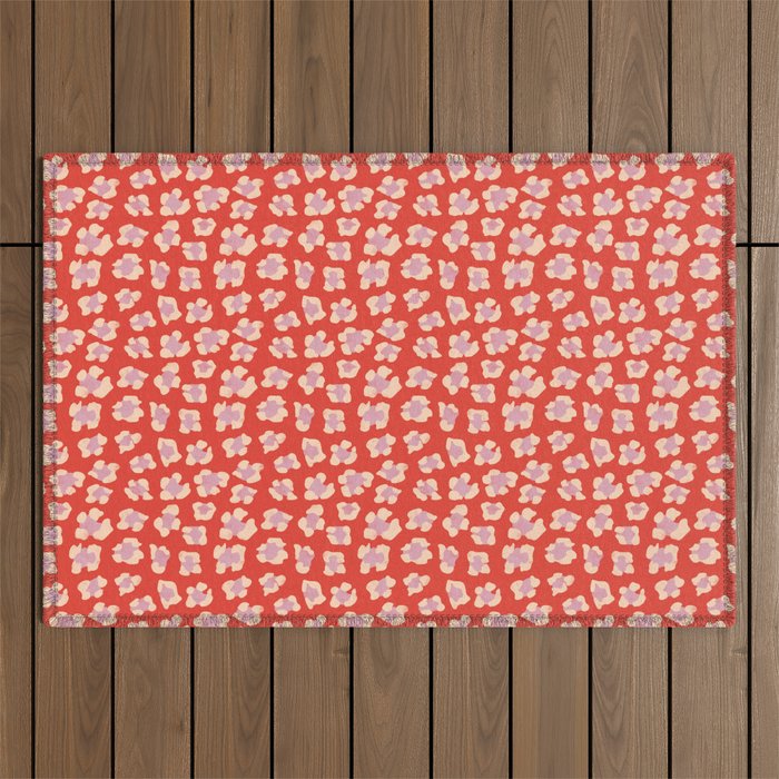 Dopamine Leopard Print In Red And Pink Outdoor Rug Gallery Image 1