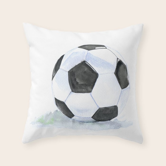 Soccer Ball Watercolor Throw Pillow Gallery Image 6