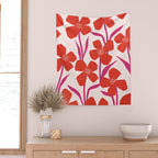 Red and Pink Floral Pattern Wall Tapestry Gallery Image 2