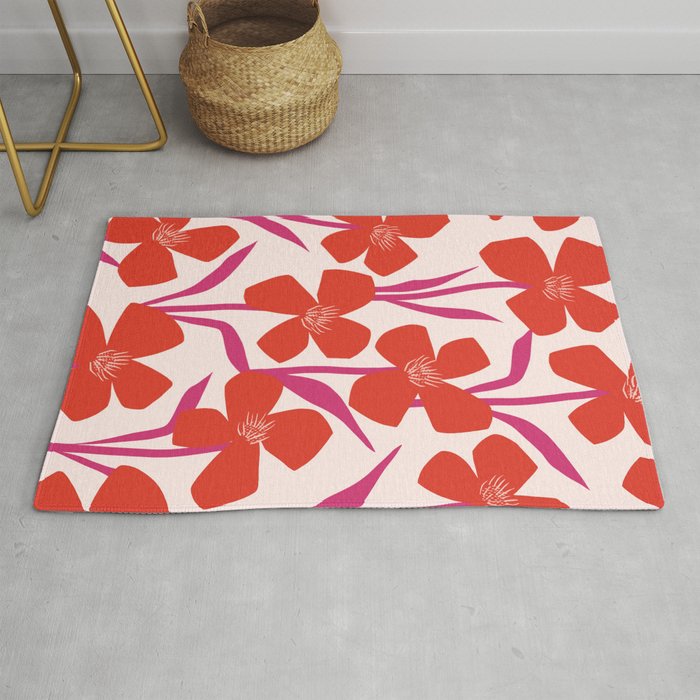 Red and Pink Floral Pattern Rug Gallery Image 1