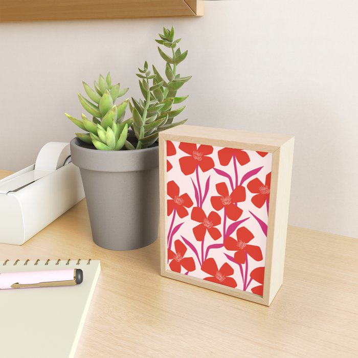 Red and Pink Floral Pattern Mini Art Print Gallery Image 2