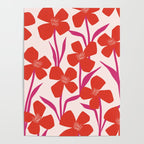Red and Pink Floral Pattern Poster Gallery Image 4